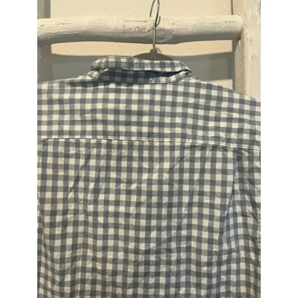Old Navy Boys Blue White Gingham Button-Up Shirt Size M Long Sleeve Excellent